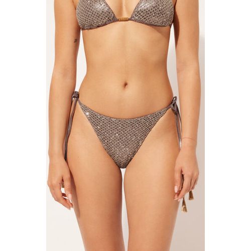 Bas de maillot brésilien à lanières Glittering Net Taille L - Calzedonia - Modalova