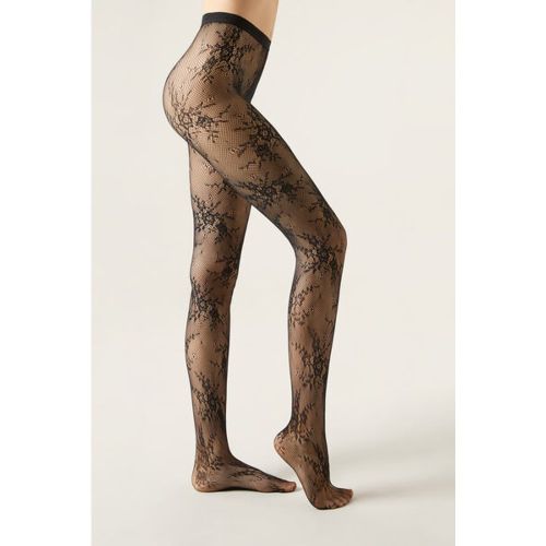 Collant en résille fleurie Taille XS/S - Calzedonia - Modalova