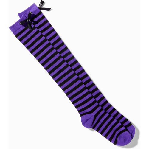 Chaussettes montantes à rayures et violettes - Claire's - Modalova