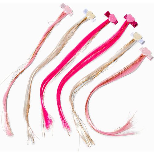 Barrettes clic clac avec cheveux synthétiques cœur Club - Lot de 6 - Claire's - Modalova