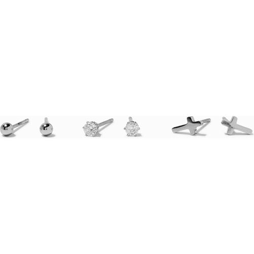 Clous d'oreilles croix en zircon cubique en acier inoxydable couleur - Lot de 3 - Claire's - Modalova