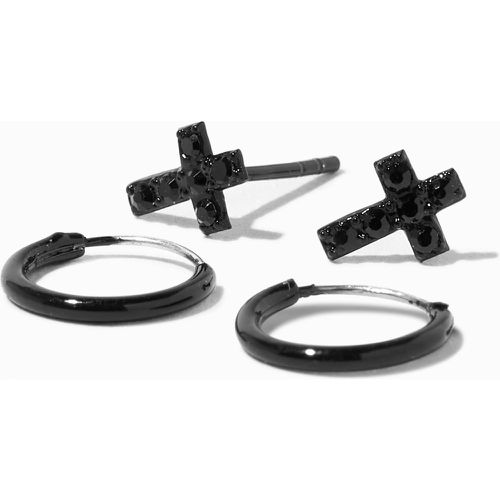 Boucles d’oreilles anneau et croix en titane (lot de 2) - Claire's - Modalova