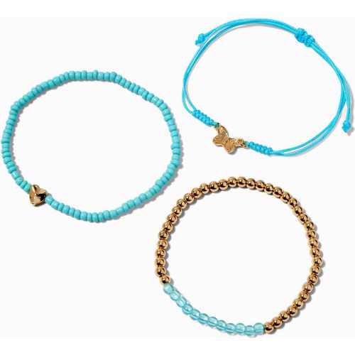 Bracelets en perles de rocaille en turquoise d'imitation motifs papillons et cœurs - Lot de 3 - Claire's - Modalova