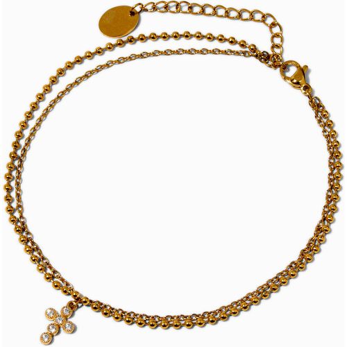 Bracelet de cheville en chaîne multi-rangs en acier inoxydable croix strass couleur - Claire's - Modalova