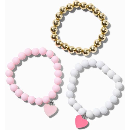 Bracelets élastiques mats cœur à cœur Club - Lot de 3 - Claire's - Modalova