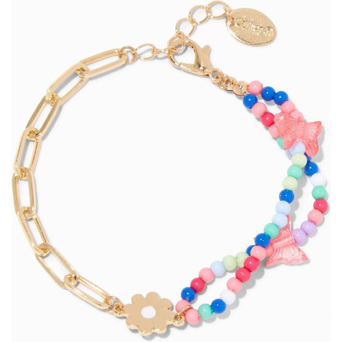 Bracelet perlé avec une chaîne à maillons trombone papillon et marguerite couleur - Claire's - Modalova