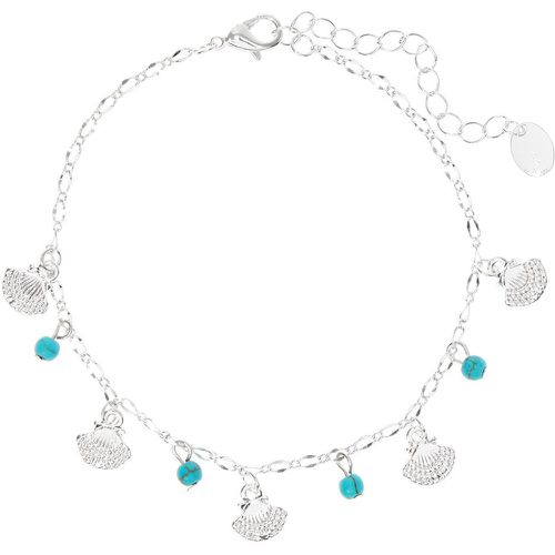 Bracelet de cheville à chaîne perlée et coquillages couleur - Couleur turquoise - Claire's - Modalova