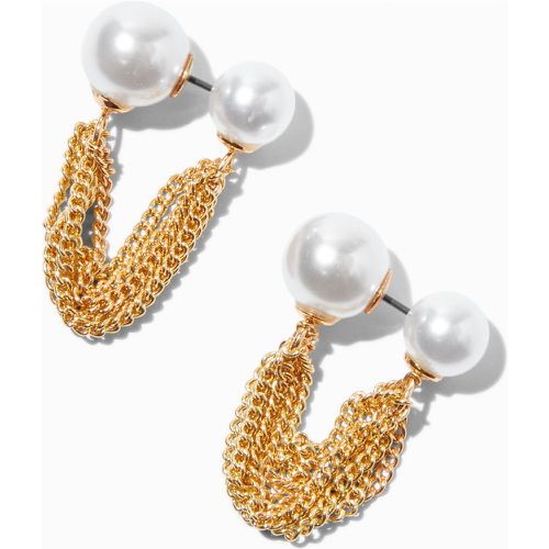 Boucles d'oreilles devant-derrière avec chaîne de connexion et perle d’imitation couleur - Claire's - Modalova