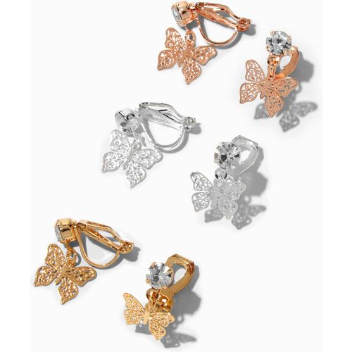 Boucles d'oreilles à clip papillon en filigrane en métaux mixtes - Lot de 3 - Claire's - Modalova