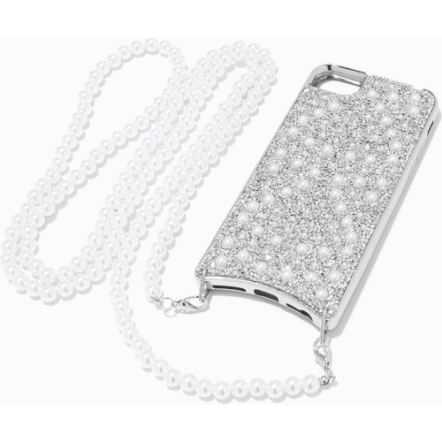 Coque de portable perles d'imitation et strass avec bandoulière - Compatible avec iPhone® 6/7/8/SE - Claire's - Modalova