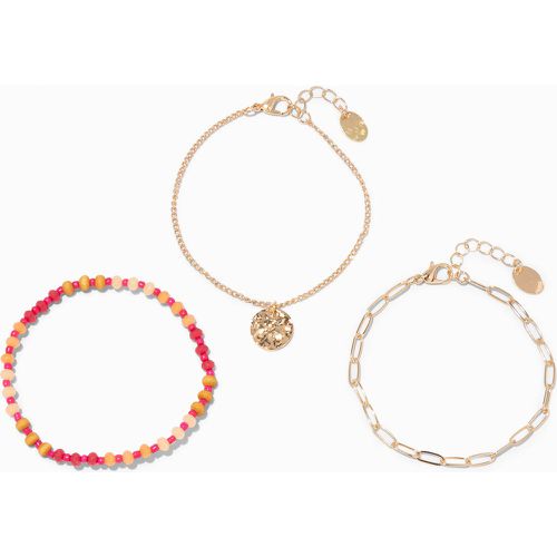 Bracelets de chaîne pièces et couleur dorée - Lot de 3 - Claire's - Modalova