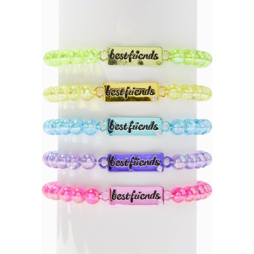 Bracelets élastiques perlés strass -- Best friends - Lot de 5 - Claire's - Modalova
