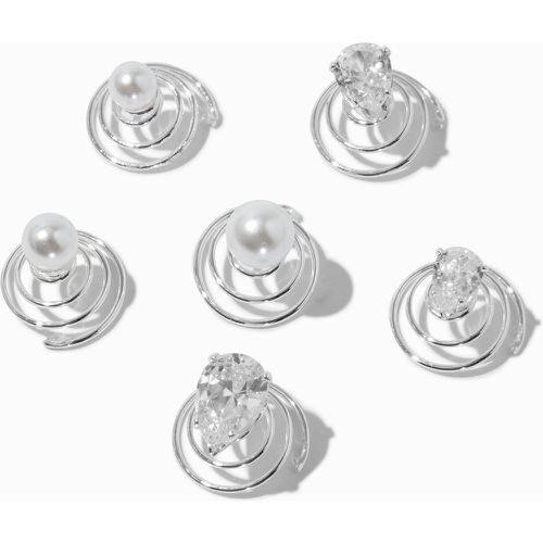 Spirales à cheveux perles d'imitation et strass en zircon cubique d'imitation couleur argentée - Lot de 6 - Claire's - Modalova