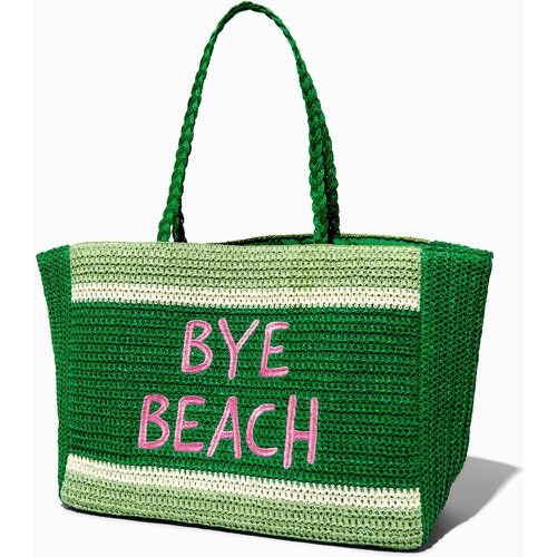 Grand sac cabas tressé « Bye Beach » - Claire's - Modalova