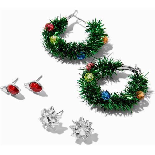 Boucles d’oreilles empilables couronne de Noël - Lot de 3 - Claire's - Modalova