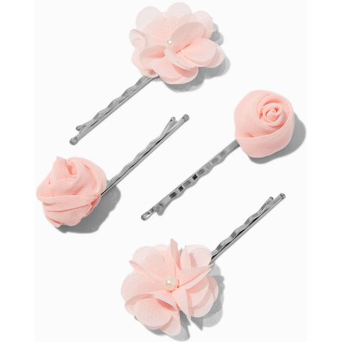 Épingles à cheveux perles d'imitation et fleurs en tulle rose tendre - Lot de 4 - Claire's - Modalova