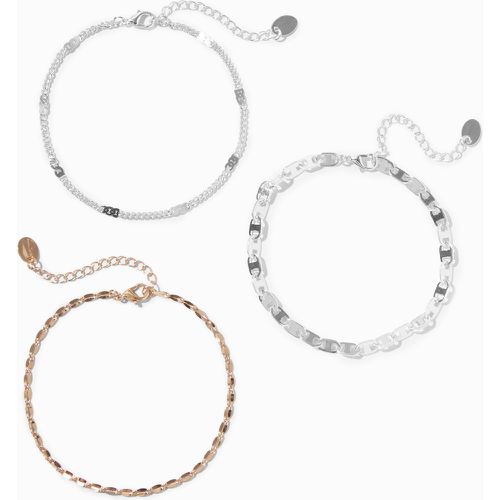 Bracelets de cheville chaînes aux designs variés couleur argentée et couleur - Lot de 3 - Claire's - Modalova