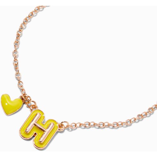 Collier à pendentif cœur à initiale bulle jaune - H - Claire's - Modalova