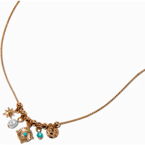 Collier à pendentif grappe de mini breloques perle d'imitation et turquoise d'imitation - Claire's - Modalova