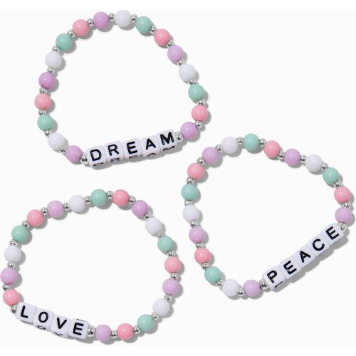 Bracelets élastiques perlés mot pastel Club - Lot de 3 - Claire's - Modalova