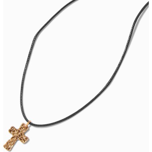 Collier à pendentif cordelette croix texturée couleur dorée - Claire's - Modalova