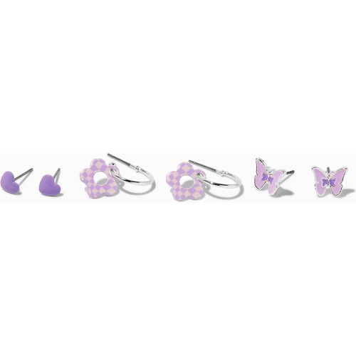 Boucles d’oreilles variées papillons, fleurs et cœurs - Lot de 3 - Claire's - Modalova