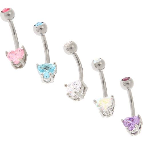 Piercings de nombril 1,6 mm avec strass et cœurs pastel - Lot de 5 - Claire's - Modalova