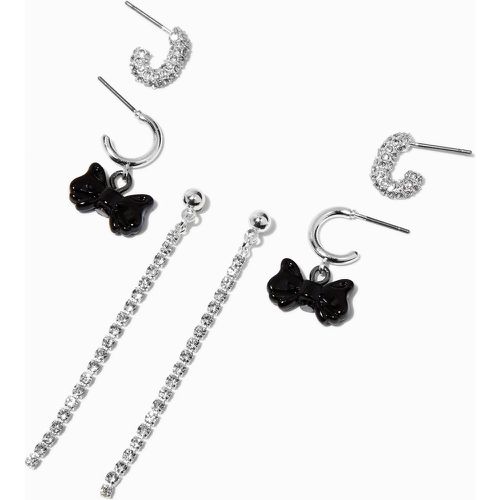 Boucles d'oreilles superposables chaîne de strass nœud couleur argentée - Lot de 3 - Claire's - Modalova