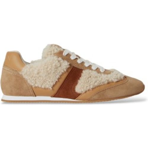 P18444001 Chaussons Dani en daim et mouton marron (36), Beige, Plat, Cuir, Lacets, Casuel - Lauren Ralph Lauren - Modalova