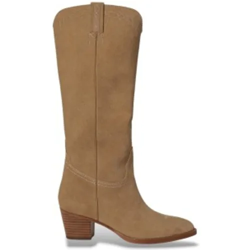 P12042001 Bottes hautes Harpher en daim (36), Cuir, 3 à 5 cm, Aucun, Casuel - Lauren Ralph Lauren - Modalova