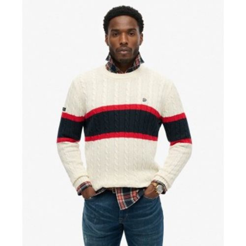 M6110710A Pull en jersey de coton rayé à torsades beige (M), Casuel, Manche longue - Superdry - Modalova