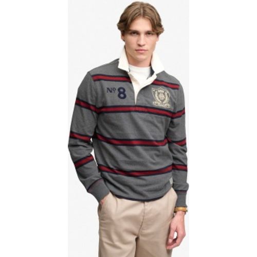 M1110483A Polo rugby Double Emblem Stripe gris (XL), Casuel, Coton, Manche longue - Superdry - Modalova