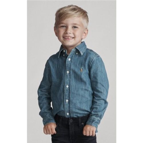 Pour garçon. 322713843001 Chemise en toile denim de coton (4años= 109/116cm), Casuel, Manche longue, mode enfantine - Polo Ralph Lauren - Modalova