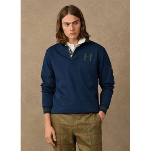 HM5700026 Polo rugby Multi Badge marine (L), Casuel, Coton, Manche longue - Hackett London - Modalova