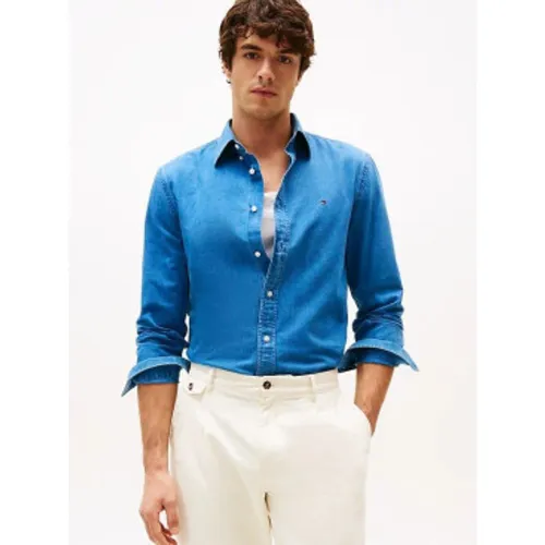 MW0MW38134 Chemise en chambray à coupe régulière (L), Casuel, Coton, Manche longue - Tommy Hilfiger - Modalova
