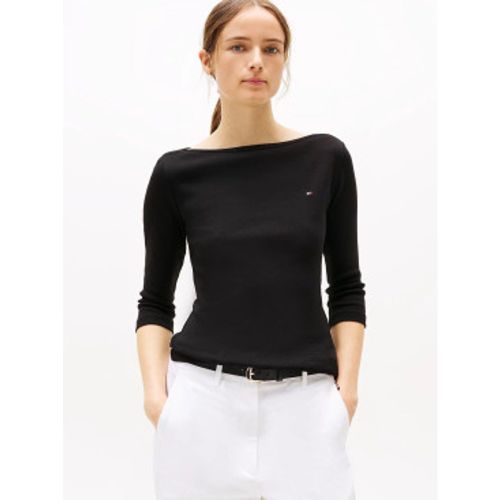 WW0WW40589 T-shirt slim à col bateau (L), Casuel, Coton, Manche 3/4 - Tommy Hilfiger - Modalova
