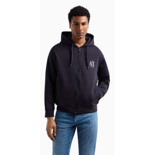 XM000371AF10818UB101 Sweat à capuche entièrement zippé en coton-polyester extensible laminé avec - A|X Armani Exchange - Modalova