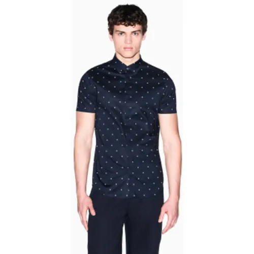 XM000624AF13184FB434 Chemise Monogram Slim (XS), Casuel, Coton, Manche courte - A|X Armani Exchange - Modalova