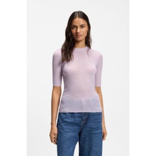 Pull en laine mélangée côtelée lilas (M), , Classique - Boss - Modalova