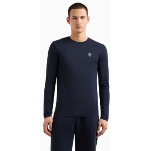 NPT17_PJRGZ T-shirt côtelé (L), Casuel, Viscose, Manche longue - EA7 - Modalova