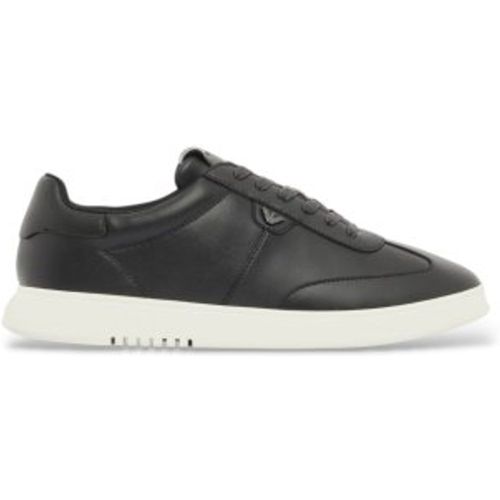 EM003062_AF20004 Baskets en cuir avec plaque d'aigle (40), Plat, Lacets, Casuel - Emporio Armani - Modalova