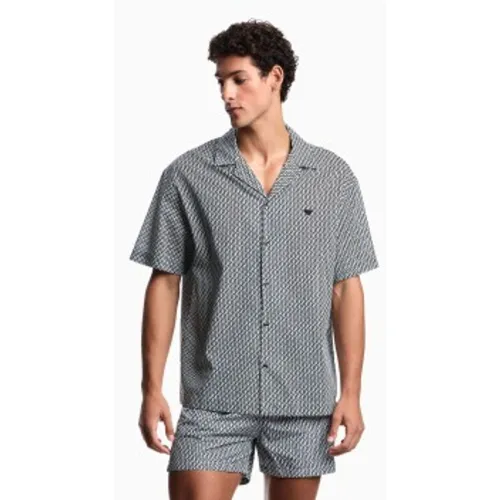 EM000593_AF20439 Chemise Mix (S), Casuel, Coton, Manche courte, Marine - Emporio Armani - Modalova