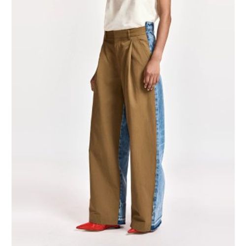 KRISP Pantalon à jambe large en deux tissus marron, (36), Beige, Casuel, Polyamide - Essentiel Antwerp - Modalova