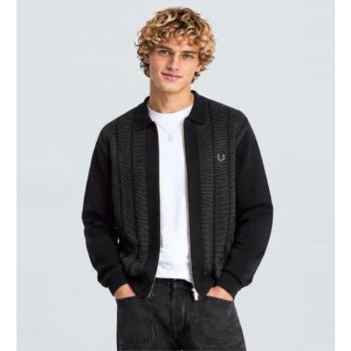 K3341 Cardigan texturé avec fermeture éclair (M), Casuel, Coton - Fred Perry - Modalova