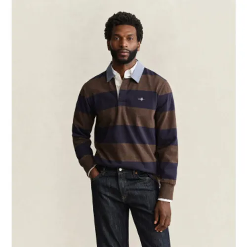 Polo à rayures marron et (S), Casuel, Coton, Manche longue - Gant - Modalova