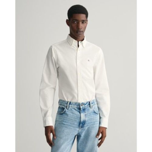 Oxford Slim Fit Stretch Shirt (L), Blanc, Casuel, Coton, Classique, Manche longue - Gant - Modalova