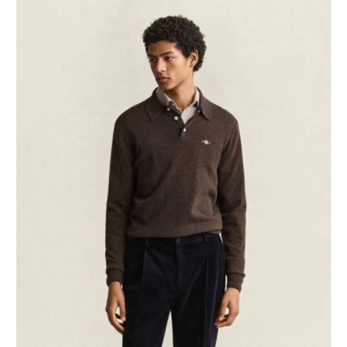 Pull col polo en laine marron (S), Casuel, Manche longue - Gant - Modalova