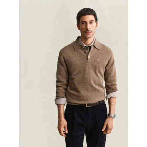 Pull type polo en laine clair (S), Classique, Manche longue - Gant - Modalova