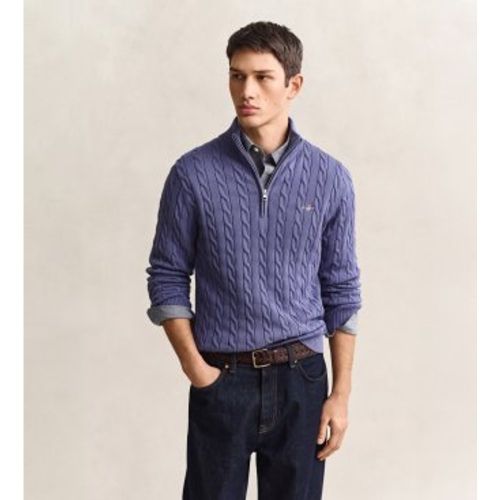 Pull en maille torsadée avec demi-fermeture éclair clair (S), Casuel, Coton, Classique, Manche longue - Gant - Modalova