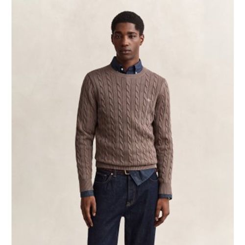 Pull en tricot torsadé marron (S), Casuel, Coton, Classique, Manche longue - Gant - Modalova